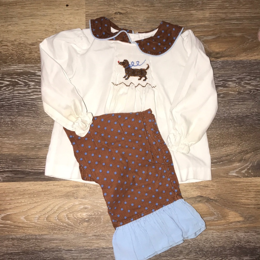 Banana split smocked dog set 24m